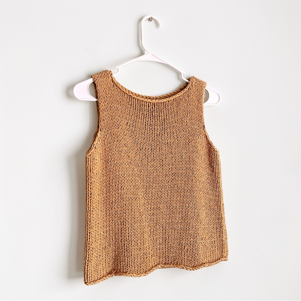 Vintage Gold Camel Crochet Knit Top - Picture 3 of 6